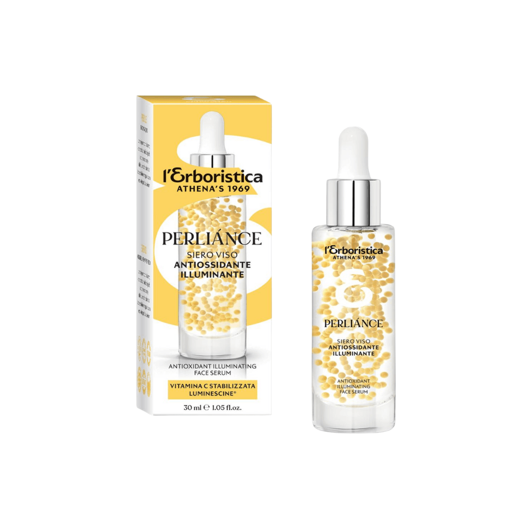 Flacone da 30ml con pipetta dosatrice. Questo siero è formulato per proteggere la pelle dai danni causati dai radicali liberi, offrendo un effetto illuminante che dona luminosità e freschezza alla pelle del viso, rendendola radiosa e vitale.