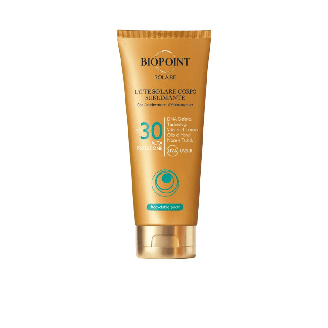 Latte solare corpo sublimante SPF 30 200ml - BIOPOINT - La Cosmesi