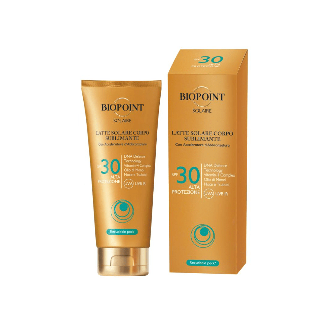 Latte solare corpo sublimante SPF 30 200ml - BIOPOINT - La Cosmesi